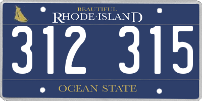 RI license plate 312315
