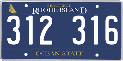 RI license plate 312316