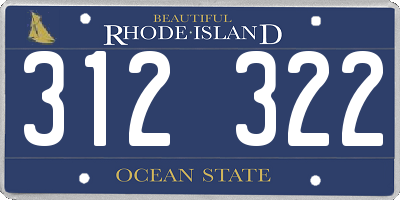 RI license plate 312322