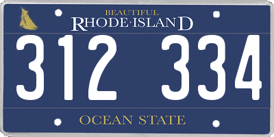 RI license plate 312334