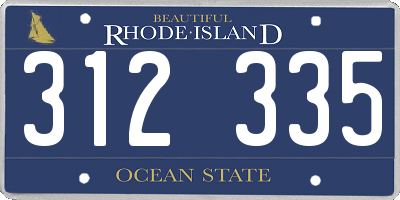 RI license plate 312335