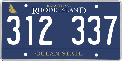 RI license plate 312337