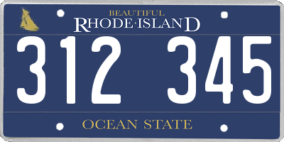 RI license plate 312345