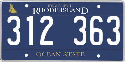 RI license plate 312363