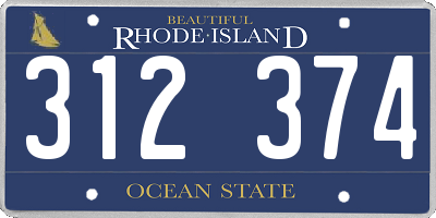 RI license plate 312374