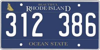 RI license plate 312386