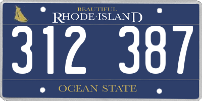 RI license plate 312387