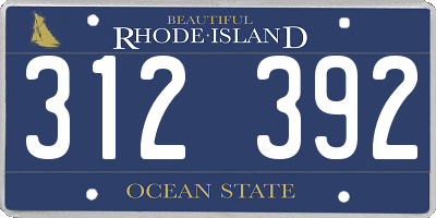 RI license plate 312392