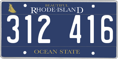 RI license plate 312416