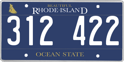 RI license plate 312422