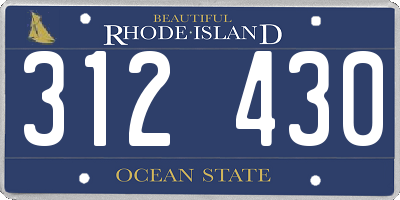 RI license plate 312430