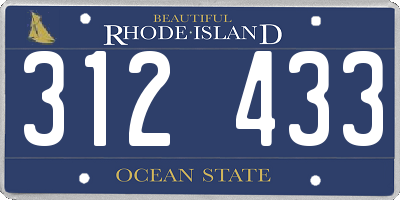 RI license plate 312433