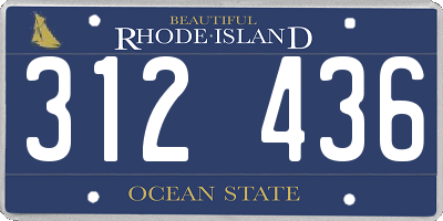 RI license plate 312436