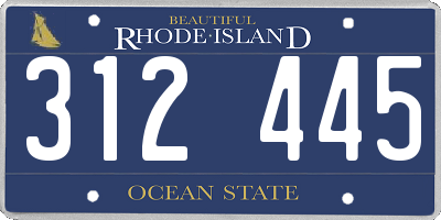 RI license plate 312445