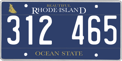 RI license plate 312465
