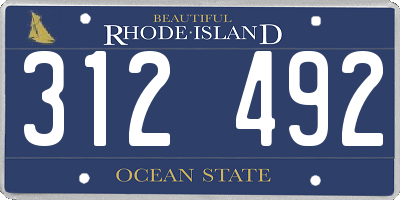 RI license plate 312492
