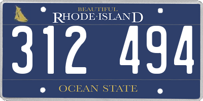 RI license plate 312494