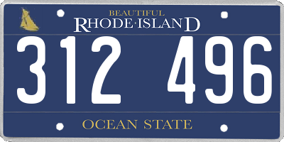RI license plate 312496