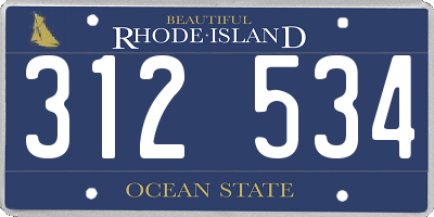 RI license plate 312534