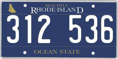 RI license plate 312536