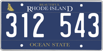 RI license plate 312543