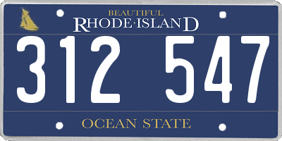 RI license plate 312547