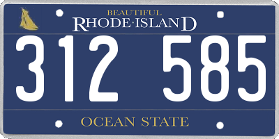 RI license plate 312585