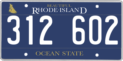 RI license plate 312602