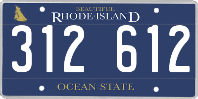 RI license plate 312612