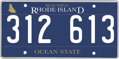 RI license plate 312613