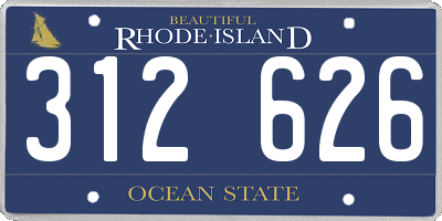 RI license plate 312626