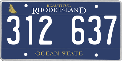 RI license plate 312637