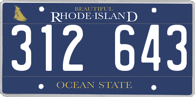 RI license plate 312643