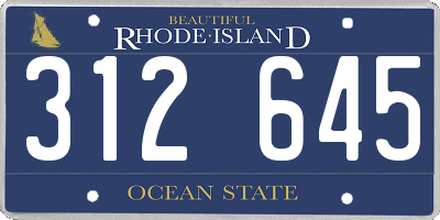 RI license plate 312645