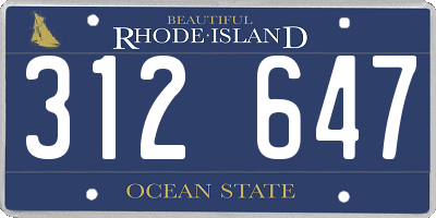 RI license plate 312647