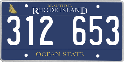 RI license plate 312653