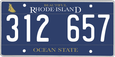 RI license plate 312657