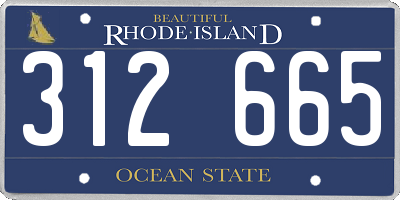 RI license plate 312665