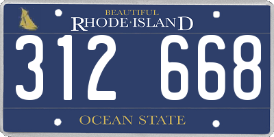 RI license plate 312668