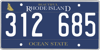 RI license plate 312685