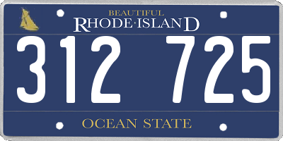 RI license plate 312725