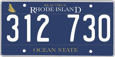 RI license plate 312730