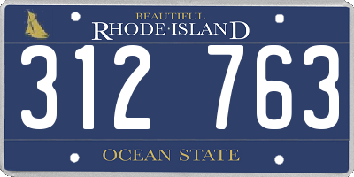 RI license plate 312763