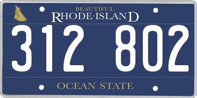 RI license plate 312802