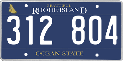 RI license plate 312804