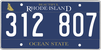 RI license plate 312807