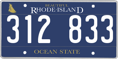 RI license plate 312833