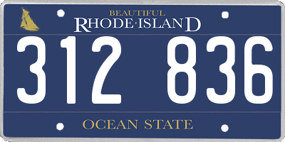 RI license plate 312836