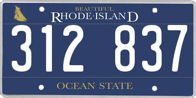 RI license plate 312837
