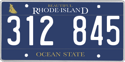 RI license plate 312845